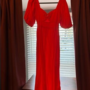 Billabong Vibrant Red Long Sleeve Dress